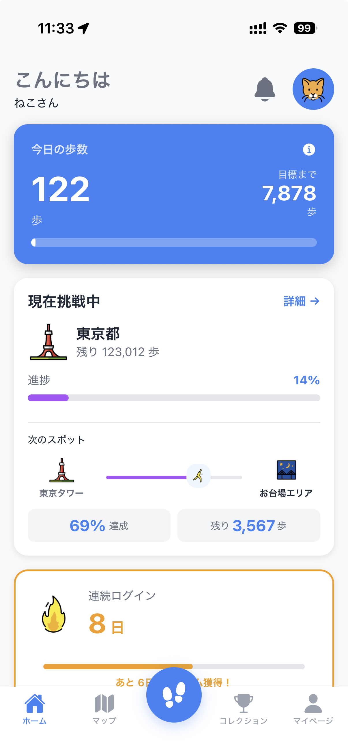 今日の進捗を確認